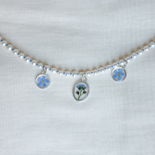 Load image into Gallery viewer, Triple forget-me-not beaded charm necklace