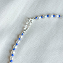 Load image into Gallery viewer, Blue flax freshwater pearl beaded necklace (no. 2)