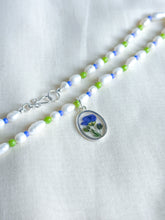 Load image into Gallery viewer, Blue flax freshwater pearl beaded necklace (no. 1)