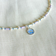 Load image into Gallery viewer, Forget-me-not beaded charm necklace