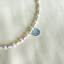 Load image into Gallery viewer, Forget-me-not beaded charm necklace