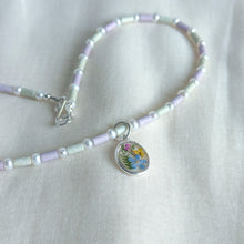 Load image into Gallery viewer, Garden Window ceramic and pearl beaded necklace