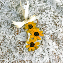 Load image into Gallery viewer, Black eyed susan crescent moon ornament