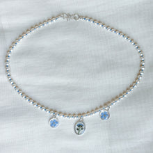 Load image into Gallery viewer, Triple forget-me-not beaded charm necklace