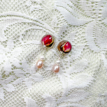 Load image into Gallery viewer, Rose bud studs with pearl drops