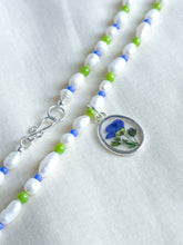 Load image into Gallery viewer, Blue flax freshwater pearl beaded necklace (no. 1)