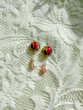 Load image into Gallery viewer, Rose bud studs with pearl drops