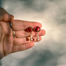 Load image into Gallery viewer, Rose bud studs with pearl drops