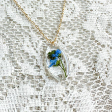 Load image into Gallery viewer, Forget-me-not oval necklace