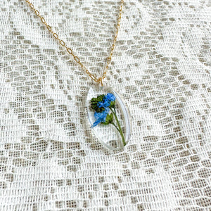 Forget-me-not oval necklace