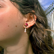 Load image into Gallery viewer, Rose bud studs with pearl drops