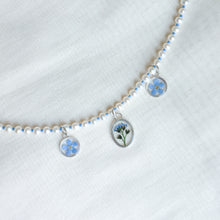 Load image into Gallery viewer, Triple forget-me-not beaded charm necklace