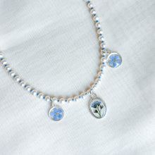 Load image into Gallery viewer, Triple forget-me-not beaded charm necklace