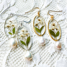Load image into Gallery viewer, Bridal Wreath oval pearl drop earring