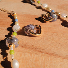 Load image into Gallery viewer, Forget-me-not rectangle bead hoops