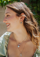 Load image into Gallery viewer, Forget-me-not rectangle bead hoops