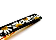 Load image into Gallery viewer, Black daisy bar hair clip