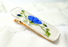 Load image into Gallery viewer, Blue flax rectangle hair clip