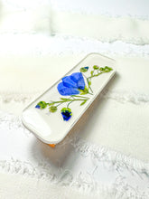 Load image into Gallery viewer, Blue flax rectangle hair clip