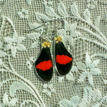 Load image into Gallery viewer, Chokecherry red and black wing earring
