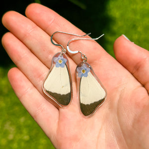 Forget-me-not pale yellow wing earring