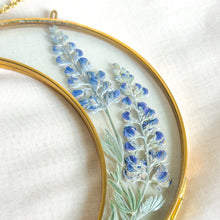 Load image into Gallery viewer, Lupine gold crescent moon wall hanging
