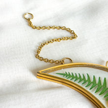 Load image into Gallery viewer, Blue flax and buttercup gold crescent moon wall hanging

