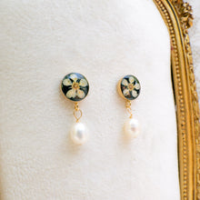 Load image into Gallery viewer, Black chokecherry pearl drop studs - gold-filled

