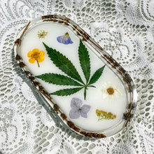 Load image into Gallery viewer, Oval wildflower and cannabis leaf white tray
