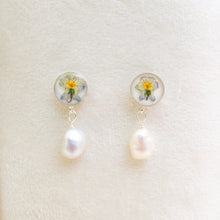 Load image into Gallery viewer, White violet pearl drop studs - sterling silver
