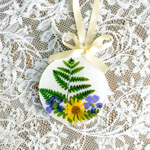 White fern circle ornament