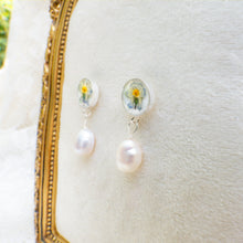 Load image into Gallery viewer, White violet pearl drop studs - sterling silver

