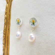 Load image into Gallery viewer, White violet pearl drop studs - sterling silver
