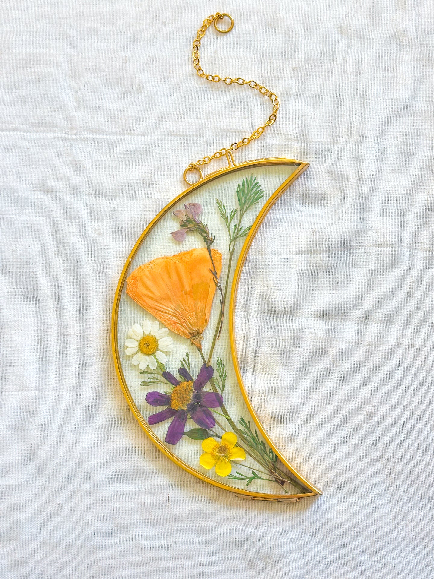 Gold moon poppy wall hanging
