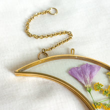 Load image into Gallery viewer, Wildflower garden gold crescent moon wall hanging (no. 1)
