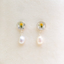Load image into Gallery viewer, White violet pearl drop studs - sterling silver
