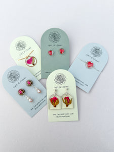 Heart rose petal studs