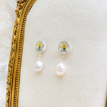 Load image into Gallery viewer, White violet pearl drop studs - sterling silver

