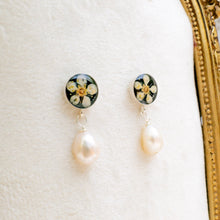 Load image into Gallery viewer, Black chokecherry pearl drop studs - sterling silver

