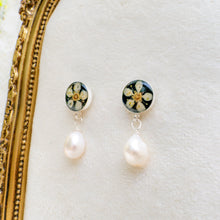 Load image into Gallery viewer, Black chokecherry pearl drop studs - sterling silver
