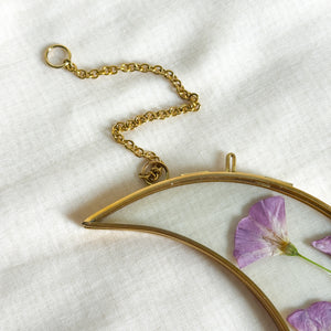 Morning glory gold crescent moon wall hanging