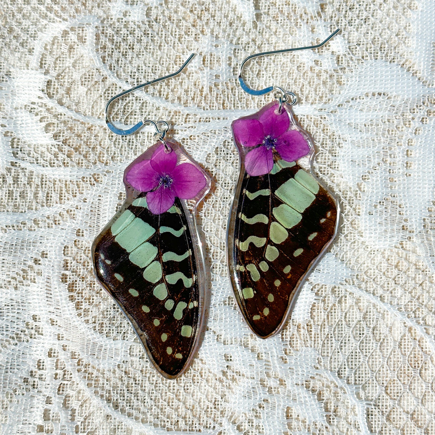 Hydrangea blue wing earring