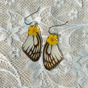 Buttercup white and black wing earrings