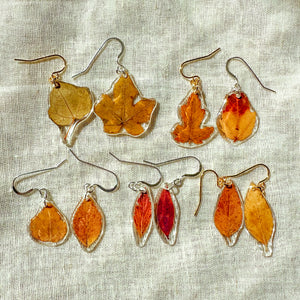 Mismatched single fall leaf earrings