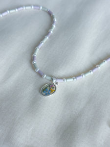 Garden Window ceramic and pearl beaded necklace
