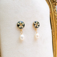 Load image into Gallery viewer, Black chokecherry pearl drop studs - gold-filled
