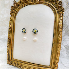 Load image into Gallery viewer, Black violet pearl drop studs - sterling silver
