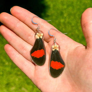 Chokecherry red and black wing earring