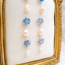 Load image into Gallery viewer, Forget-me-not pearl drop studs - sterling silver
