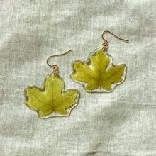 Load image into Gallery viewer, Green maple leaf earring
